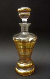 Mid Century luster glass gold stripe decanter