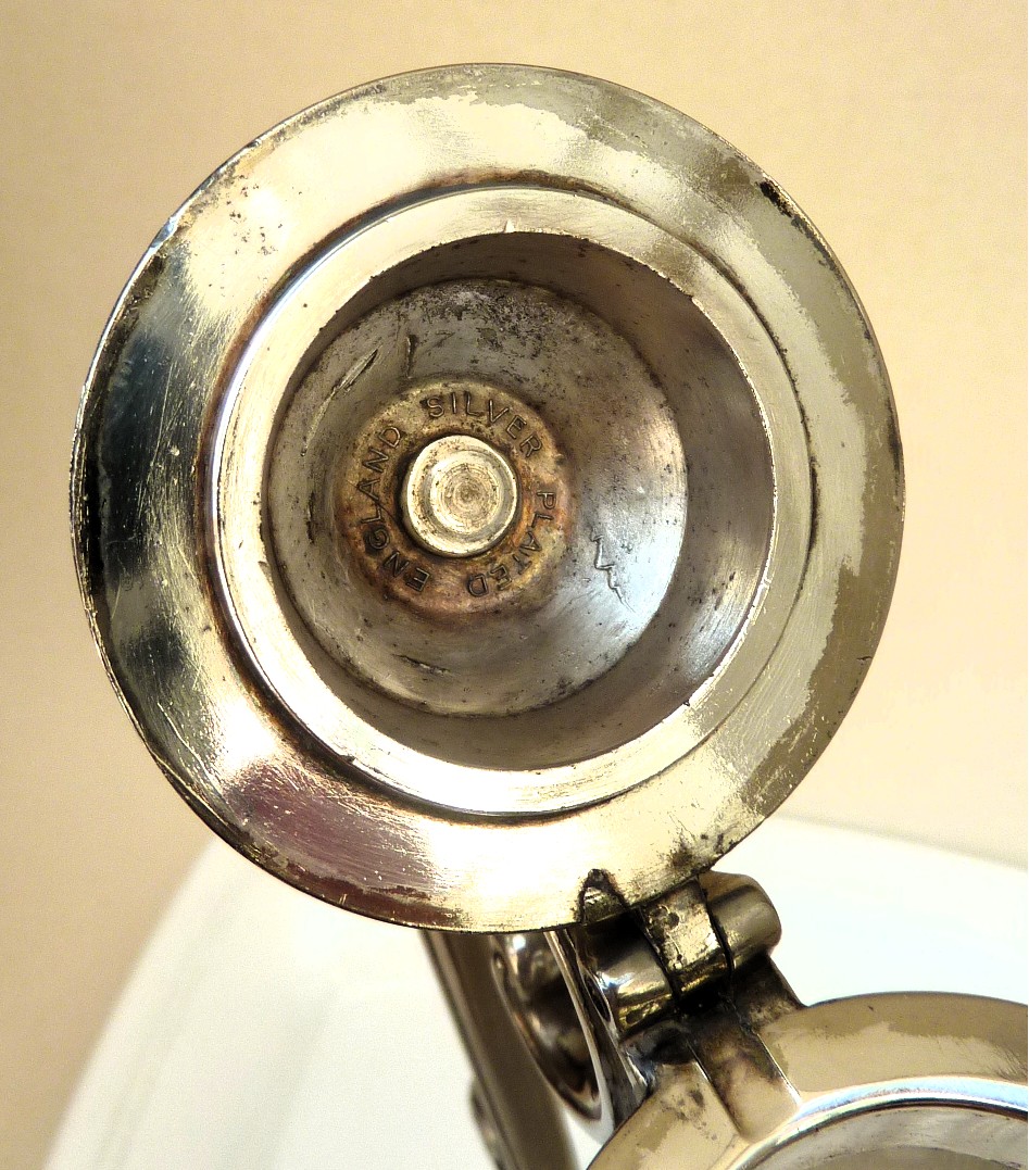 English silver plate mounted pressed glass claret jug