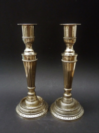 Vintage pair of white metal Empire style candlesticks