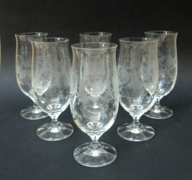 Crystal etched hunting scene beer glasses