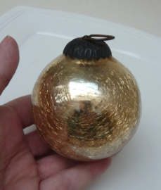 Vintage German glass Kugel Christmas ornament Gold crackle