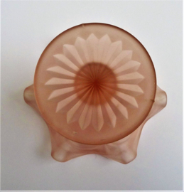 Pink frosted pressed glass footed dessert bowl