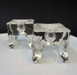 a pair of Juhava Finland Ri Jalka glass candlesticks knife rests