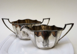 Victorian Derby Quadruple plate creamer and sugar set