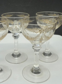 Baccarat St Louis gilded engraved liqueur glasses 19th century