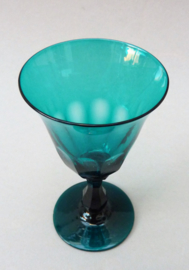 Engels blauw wijnglas tulpmodel vroeg 19e eeuw