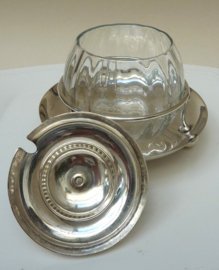 Pearce and Sons Leeds Art Deco glazen jampot in verzilverde houder