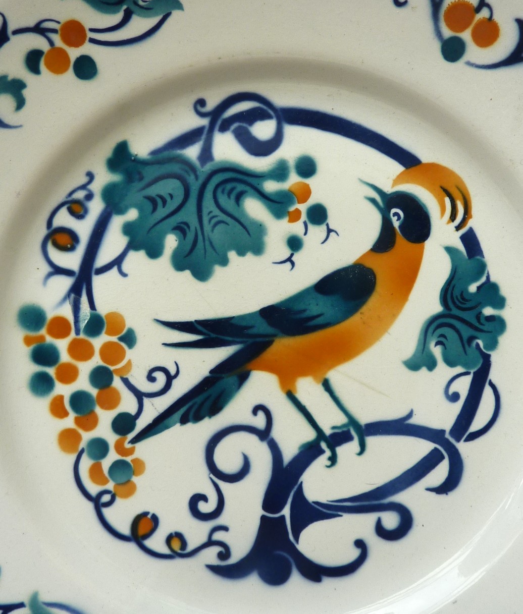 K & G Luneville faience dinner plates Pinsonnet