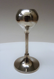 A pair of silver plated Space Age candlesticks
