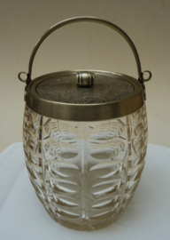 Glass olive cut biscuit barrel