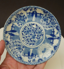 Blauw wit porseleinen Lange Lijs kop en schotel