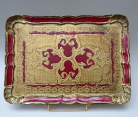 Florentijns dienblad in rood en goud