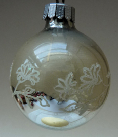 Vintage zilveren kerstbal Blaadjes 6 cm
