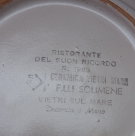 Solimene Vietri piatto Buon Ricordo La Scuderia Palermo 1983