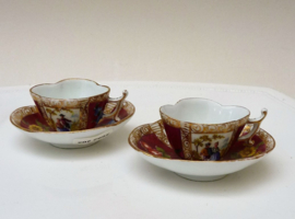 A pair of Dresden miniature quatrefoil cups 19th century