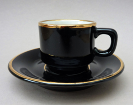 Delaunay espresso kop en schotel in zwart met goud