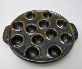 French faience snail dish 12 holes