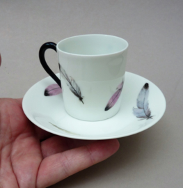 Limoges LC Art Deco espresso kopjes met veren decoratie