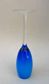 Murano blue champagne toasting flute glass set
