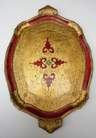 Florentijns dienblad in rood goud en groen