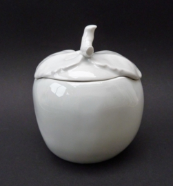 Apilco France whiteware porcelain marmelade jar Apple