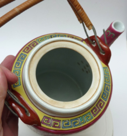 Chinese pink porcelain Wan Shou Wu Jiang teapot