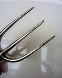 Victorian silver plated bread fork with bone handle