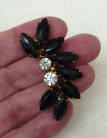 Juliana D & E black and white rhinestones brooch