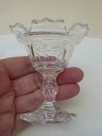 A pair of Biedermeier accolade cut glass salt cellars