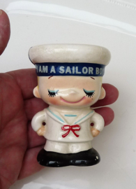 Mid Century pottery egg cup  I am a sailor boy