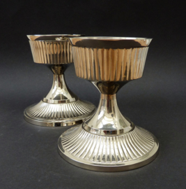 A pair of large Art Deco chrome plated candlesticks