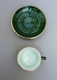 Apilco Flora coffee cup with saucer green Vert Empire 