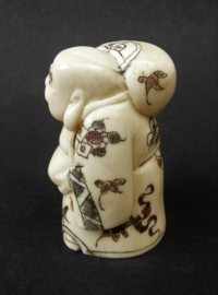 Japanse handgesneden benen Netsuke reizende monnik