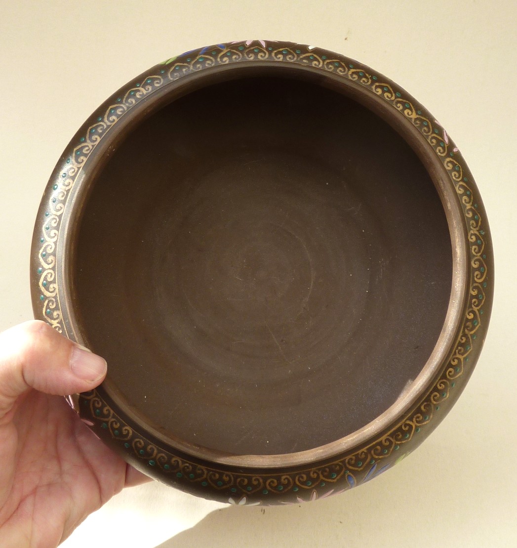 Yixing zisha pottery enameled tea warmer