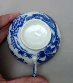 Japanse Meiji blauw wit transferware porseleinen kop en schotels