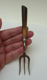 Antique pickle fork with horn handle
