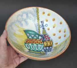 Mid Century faience salad pasta bowl