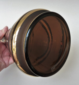 Mid Century rookglas goud gestreepte karaf met glazen