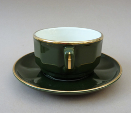 Apilco Flora cafe au lait cup with saucer green Vert Empire