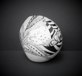 Studio Pottery black and white Op Art vase