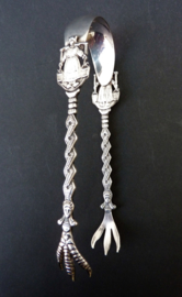 Antique sterling silver Dutch milkmaid sugar tongs