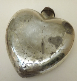 Antique heart shaped mercury glass Kugel Xmas ornament XXL