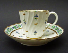 Old Paris porcelain Bleuet Cornflower Sprig cup with saucer