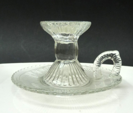 A pair of pressed glass chambersticks 1930s