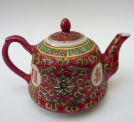 Wan Shou Wu Jiang pink porcelain 1 person teapot