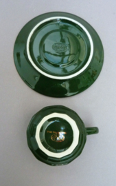 Apilco Flora coffee cup with saucer green Vert Empire 