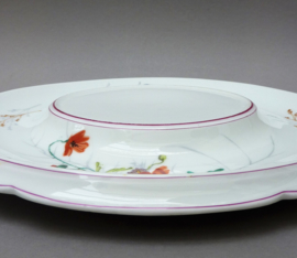 Antique Dresden Biedermeier purple porcelain centrepiece handled dish tray