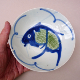 Chinees Koi vis schaaltje blauw groen 11,5 cm - 15 cm