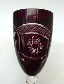 Bohemian ruby red flower engraved wine glasses