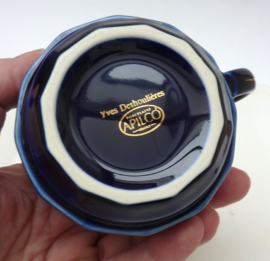 Apilco cappuccino cup with saucer cobalt blue with gold